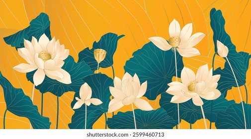 Vector gradient lotus flower background