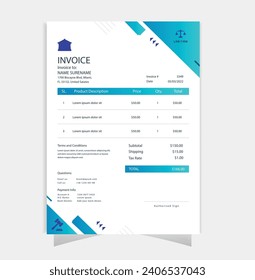 vector gradient luxury law firm invoice template