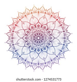 Vector gradient mandala. Colorful gradient mandala. Vector mandala. 