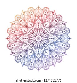 Vector gradient mandala. Colorful gradient mandala. Vector mandala. 