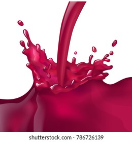 Vector gradient mesh red splash wine  juice pours juicy liquid cherry tasty realistic sweet red grape cherry pours splash realistic splash juice maroon stream flow  drink  juicy splash juicy  red wine