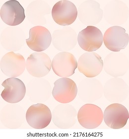 Vector Gradient Mesh Watercolor Drawing Circles Seamless Pattern in Pastel Pink.	