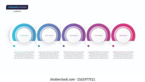 Vector gradient minimalistic infographic template composed of 5 circles.