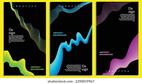 Vector gradient multi color gradient background set for poster, flyer, stories and reels