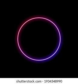 Vector Gradient Neon Circle Isolated On Black Background.