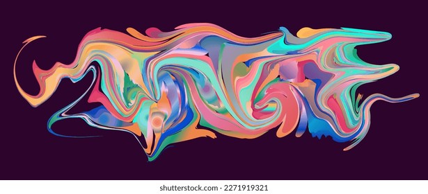 Vector gradient pattern composition Y2K aesthetic oblong fluid organic shapes banner. Experimental color palette. Horizontal composition for your design. Geometric elements. Vibrant colorful design