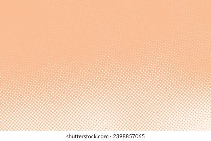 Vector gradient peach fuzz  trendy 2024 color comic pop-art halftone background template, texture. Vector illustration Geometric vintage monochrome fade wallpaper. Pop art print. Dotted retro