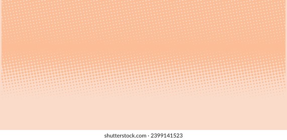 Vector gradient peach fuzz  trendy 2024 color comic pop-art halftone background template, texture. Vector illustration Geometric vintage monochrome fade wallpaper. Pop art print. Dotted retro