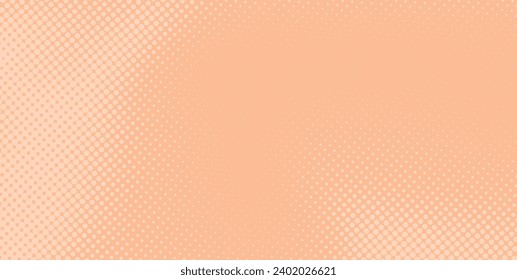 Vector gradient peach fuzz  trendy 2024 color comic pop-art halftone background template, texture. Vector illustration Geometric vintage monochrome fade wallpaper. Pop art print. Dotted retro