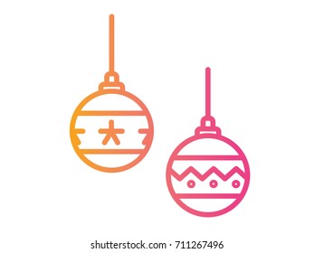 The vector gradient pink to orange Christmas ball deocoration icon