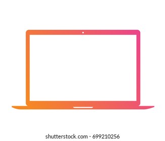 The Vector gradient pink to orange flat laptop computer icon svg