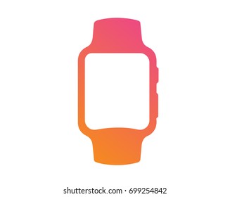 The vector gradient pink to orange flat smart watch icon svg