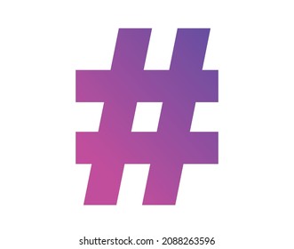 The vector gradient pink to purple hashtag symbol icon
