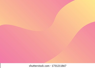 Vector Gradient Pink and Yellow Fluid Wave Abstract Background. Modern Flowing Backdrop with Linear Gradient Texture. Perfect Illustration For Business Presentations, Web Design and Mobile Apps.