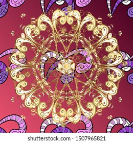 Vector gradient premium logotype. Flower on pink, red and beige. Mandala logo. Business identity concept for bio, eco company, yoga or spa salon.