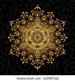 Vector gradient premium logotype. Isolated mandala logo. Golden flower on black. Business identity concept for bio, eco company, yoga or spa salon.