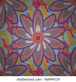 Vector gradient premium logotype. Mandala logo. Flower on pink, blue and gray. Business identity concept for bio, eco company, yoga or spa salon.