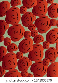 Vector gradient red-brown simple rose flowers pattern on  background isolate