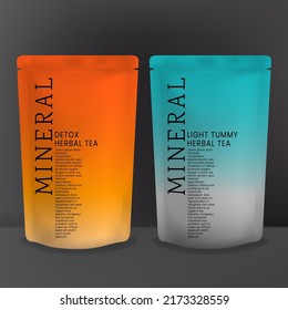 Vector Gradient Resealable Product Sachet Pouch minimal design mockup for Snack Cosmetics Healthcare Bath Salts Gift Food Accessory