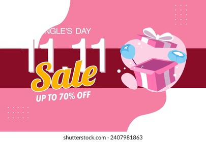 Vector gradient single's day sale illustration.