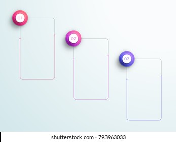 Vector Gradient Text Box Outlines With Numbers 1, 2, 3