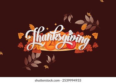 vector gradient thanksgiving lettering background	