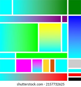 Vector gradient of various colors in multiple lines or square. Red, blue, green, yellow, brown, white, grey, purple and black