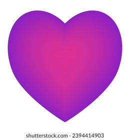 Vector gradient violet heart glowing isolated on white background
