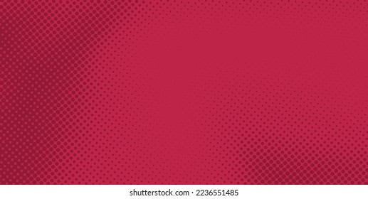 Vector gradient viva magenta trendy 2023 color comic pop-art halftone background template, texture. Vector illustration Geometric vintage monochrome fade wallpaper. Pop art print. Dotted