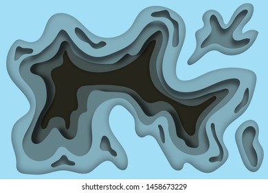 Vector gradient wallpaper with a beautiful layer-by-layer effect in the style of paper cutting. 3D illustration in two colors brown and light blue will decorate a poster, banner, flyer, advertisement