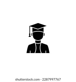 Vector Graduate male in square cap or hat glyph fill icon