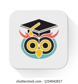 vector graduate owl icon. Flat illustration of education wisdom. knowledge concept isolated on white background. graduation sign symbol