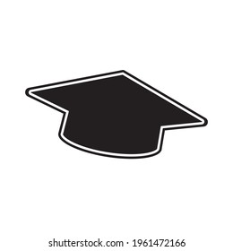 vector graduation cap, bachelor hat, black graduation hat icon isolated, education and graduation