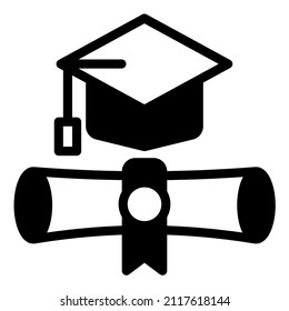 vector graduation cap and diploma icons
