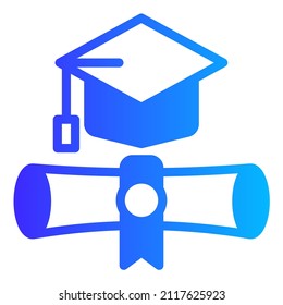 vector graduation cap and diploma icons