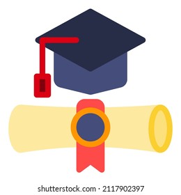 vector graduation cap and diploma icons