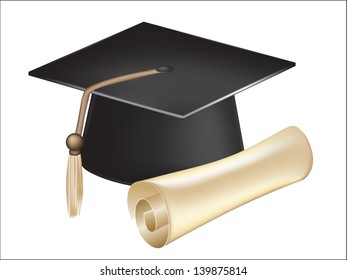 vector graduation cap diploma isolated on a white background