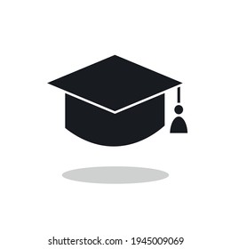 Icono plano del tapón de graduación del vector. Aislado sobre fondo blanco. Elemento de diseño de vectores.  