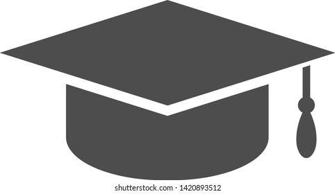 Vector graduation cap flat pictogram. Vector pictogram style is a flat symbol graduation cap on a white background.