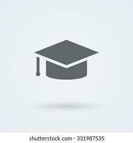 Vector graduation cap icon. Flat design style. Logo. Pictogram. Button.