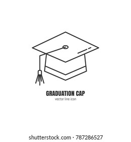 Vector graduation cap icon in trendy linear style isolated on white background