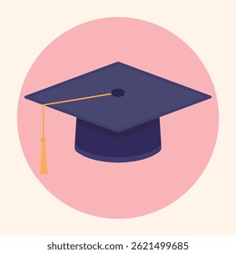 Ilustração vetorial de tampa de graduação de vetor. O mortarboard é um símbolo de educação, realização acadêmica e formatura.