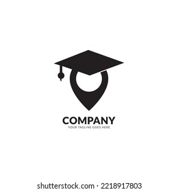 Vector graduation cap and map pointer logo concept.