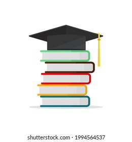 Vector Of A Graduation Cap On Top Of A Stack Of Books