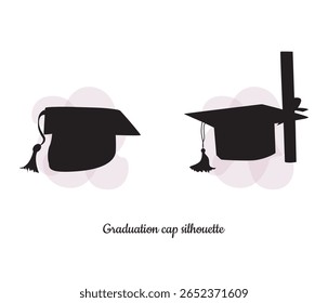 vector graduation cap silhouette set