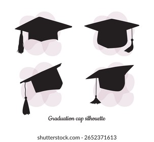 vector graduation cap silhouette set