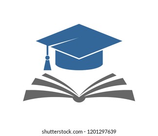 Vector Graduation Hat and Book School Sign Symbol Icon Logo Design Inspiration