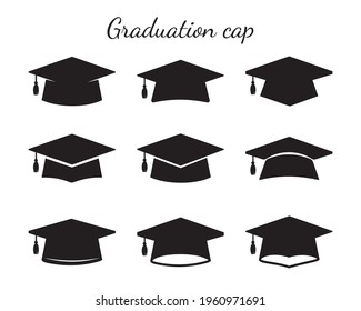Vector Graduation Hat Collection For students who graduate Isolated on white background