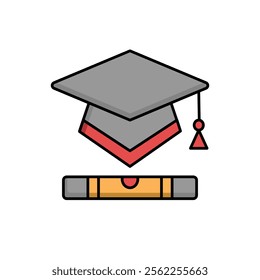 Vector Graduation hat and education on white background