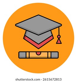 Vector Graduation hat and education on orange background